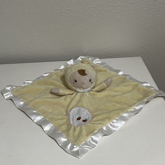 Douglas Baby Lil' Snugglers Security Blanket Yellow Doll Bear Bees Lovey Satin - Picture 6 of 12